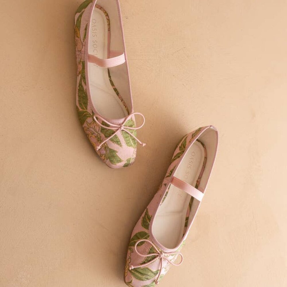 Rose Garden Floral Jacquard Tapestry Mary Jane Flats - Oasis Society - Picture 3 of 6